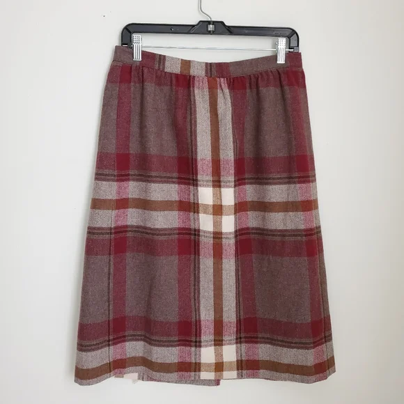 Vintage ILGWU Wool Blend Berry & Brown Wrap Skirt Size 12 - Picture 8 of 8